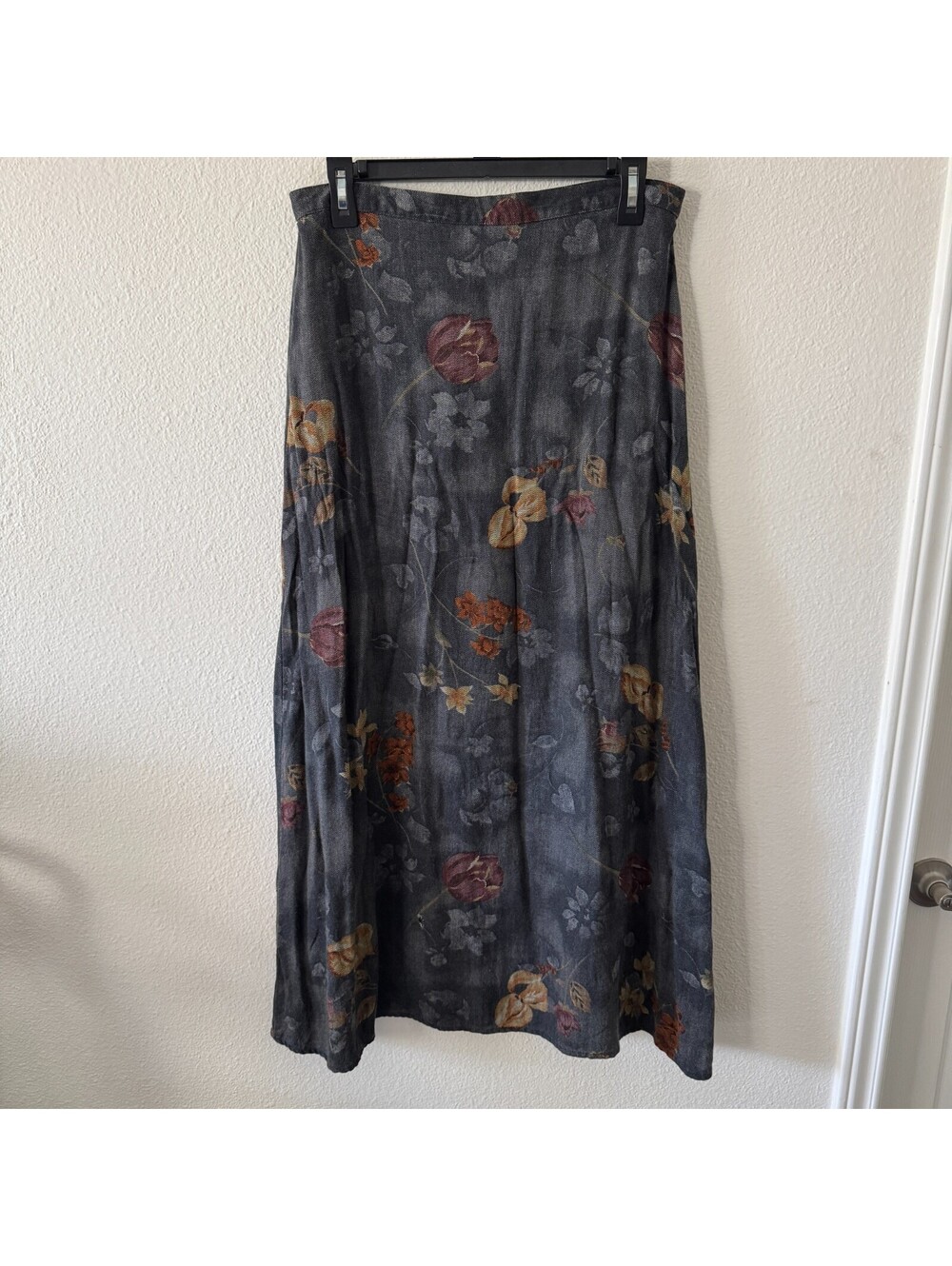 Vintage 90s Dark Floral Romantic Maxi Skirt 12 Woodland Fairy Whimsigoth Cottage